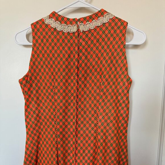 Vintage Orange Plaid Maxi Dress - Picture 3 of 5
